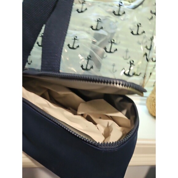 Nautical Anchors Navy Blue Tote with Elevated Zip Bottom Cooler NWTs - Picture 6 of 6